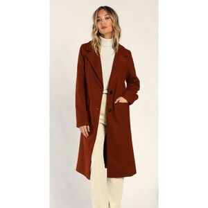 Lulus Layer Loving Rust Brown Peacoat